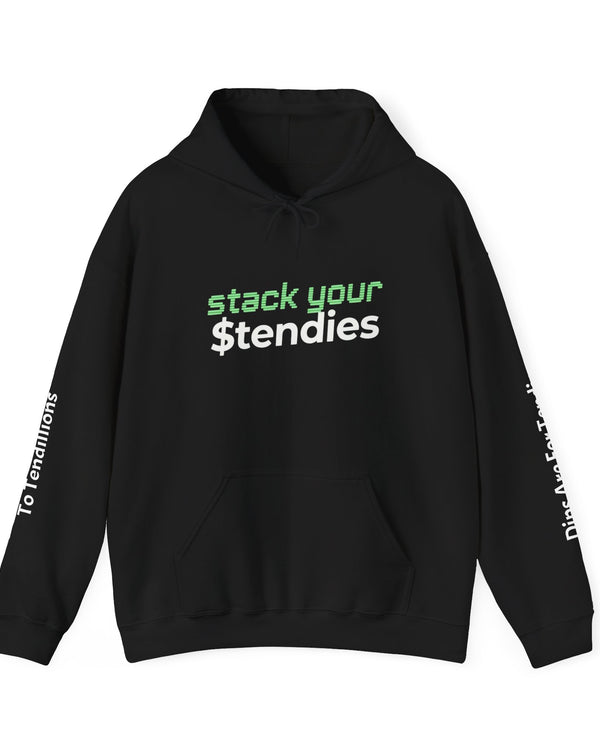 Hoodie — "Stack Your tendies" Streetwear Hoodie with Back Photo & Sleeve Text